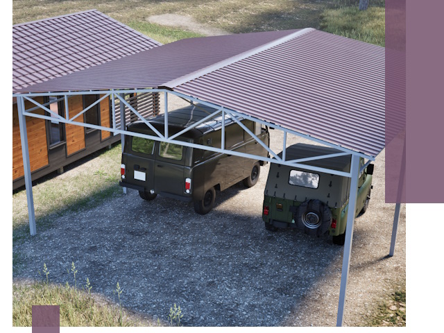 Двускатные навесы под ключ в Воркуте — изготовление и монтаж